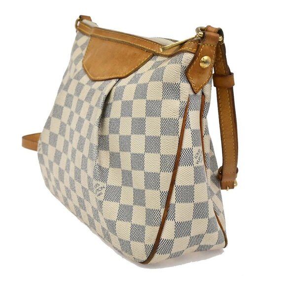 LOUIS VUITTON Siracusa PM Shoulder Bag Damier Azur Leather White N41113 12AA089 - Picture 4 of 15